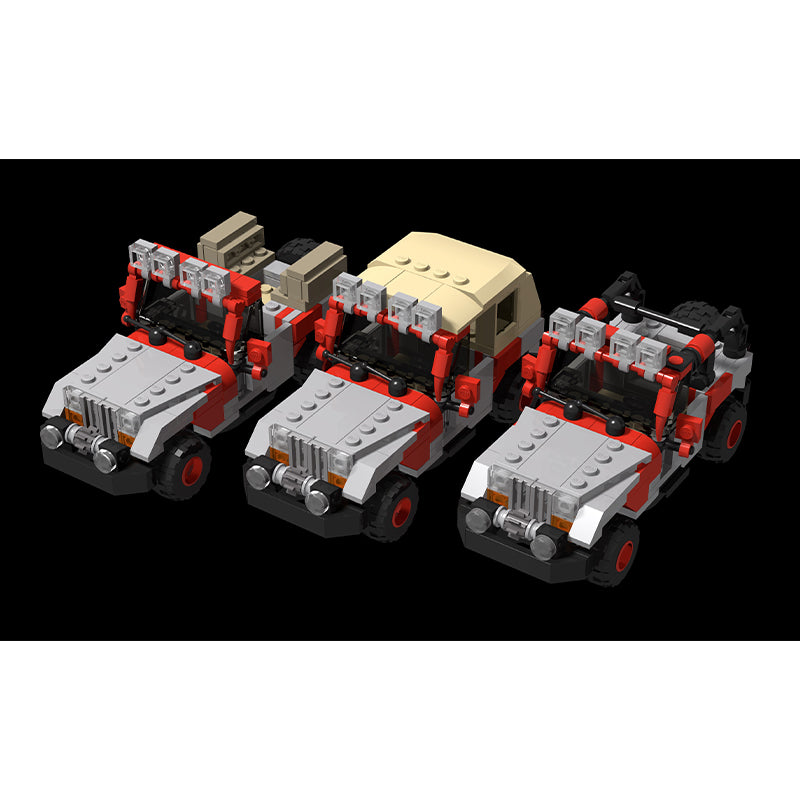 MOC-112305 Jurassic Park Staff Jeeps Bundle JP10 JP12 JP18 ( W 6 Studs )
