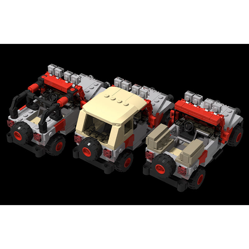 MOC-112305 Jurassic Park Staff Jeeps Bundle JP10 JP12 JP18 ( W 6 Studs )