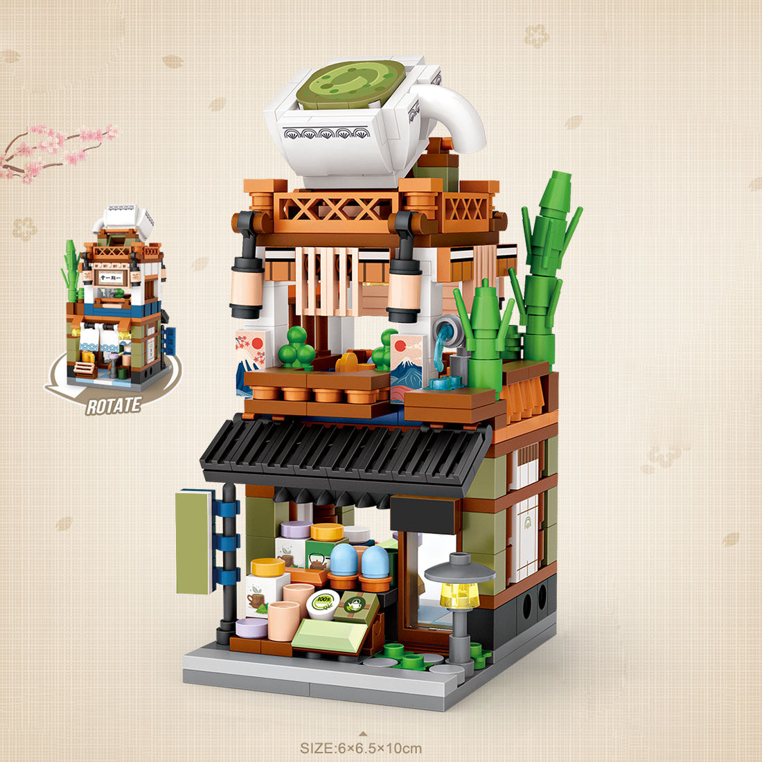 City mini Japanese street matcha shop MOC