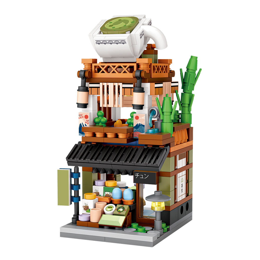 City mini Japanese street matcha shop MOC